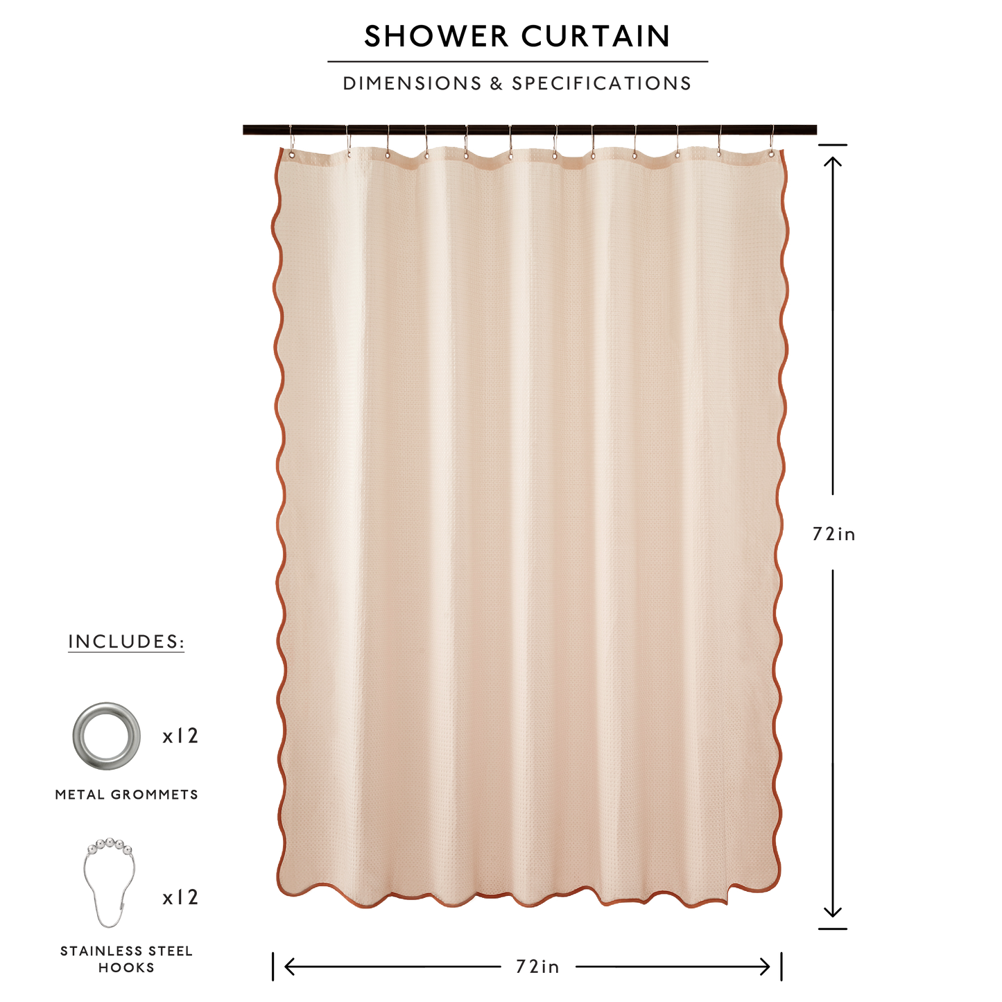 Anemona Shower Curtain (Rust/Light Peach)