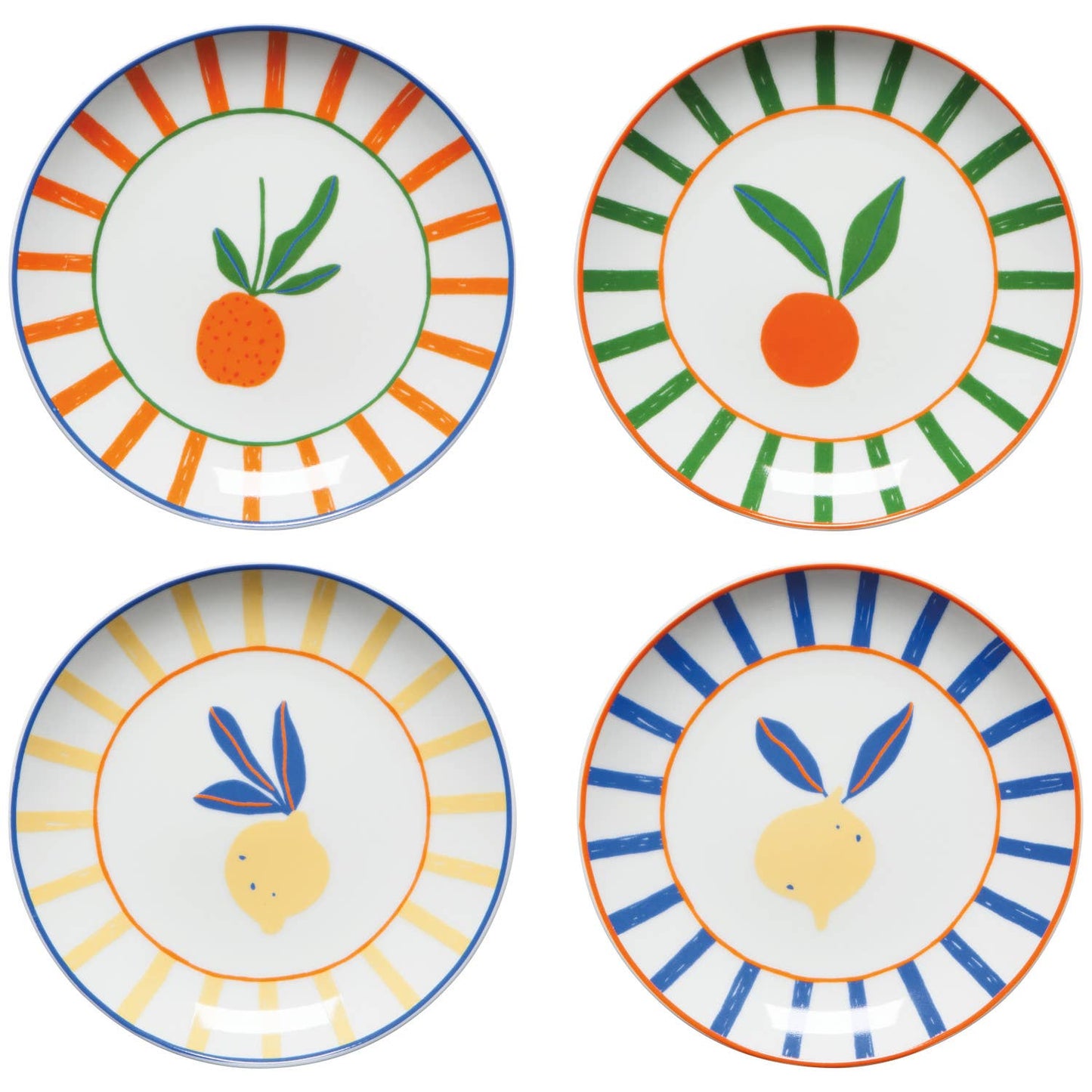 Citrus Burst Appetizer Plates Set of 4 Assorted