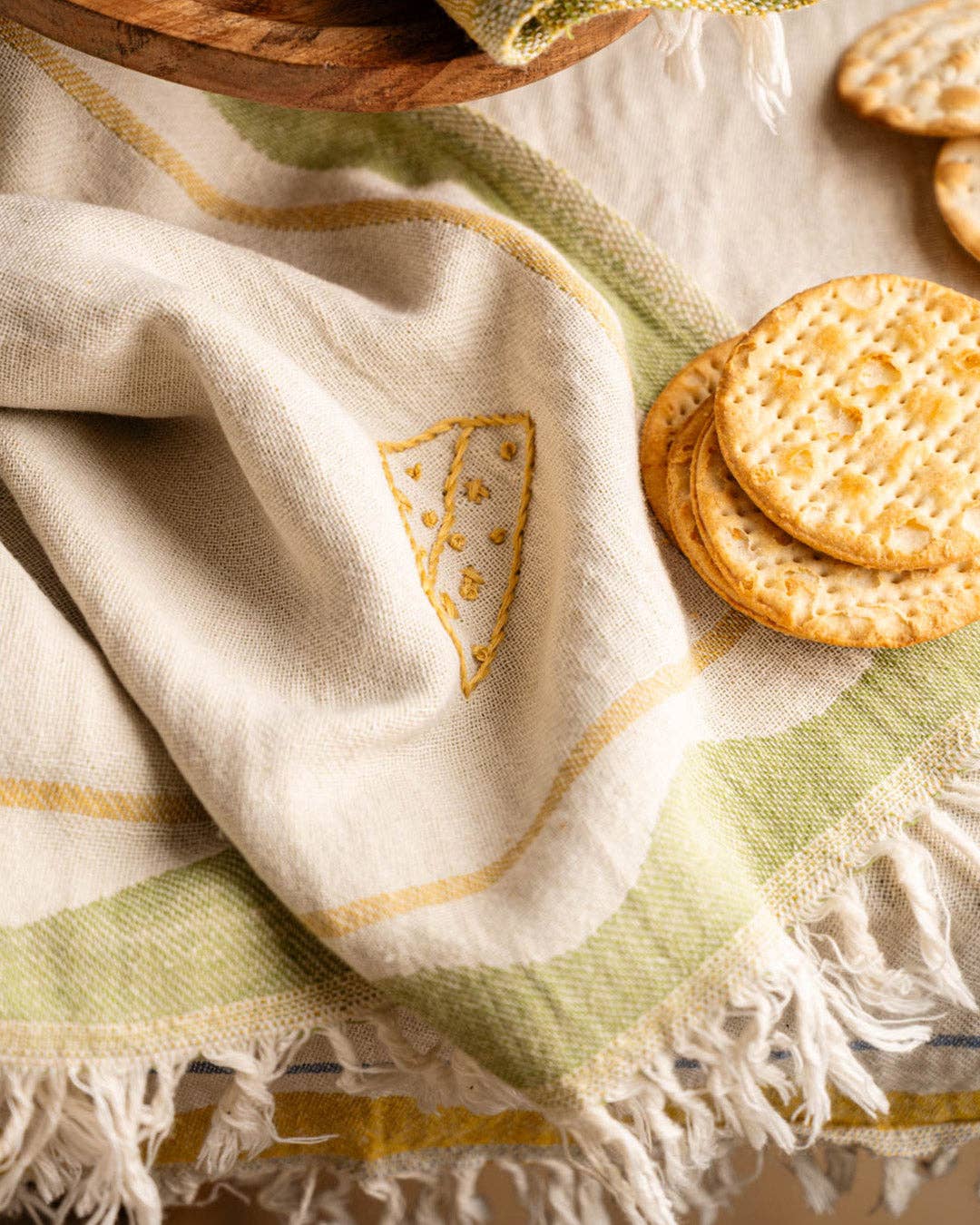 Cheese Hand-Stitched Tea Towel Set