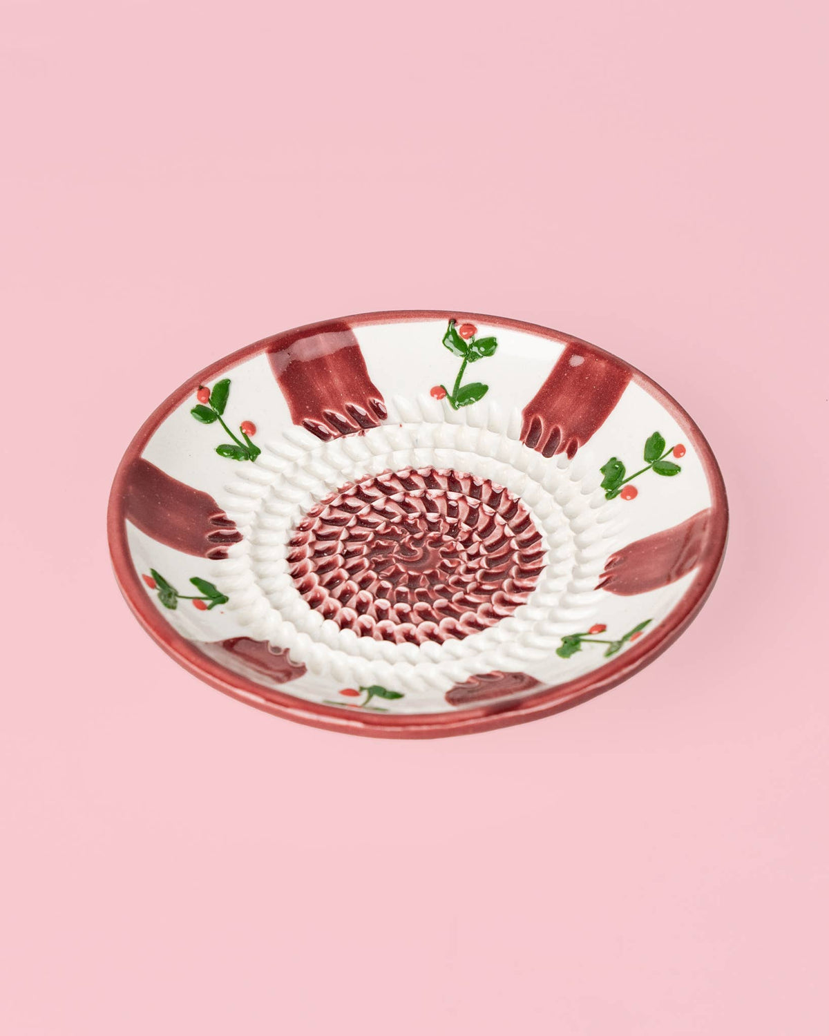 Ceramic Garlic Grater Plate: Small- Holly