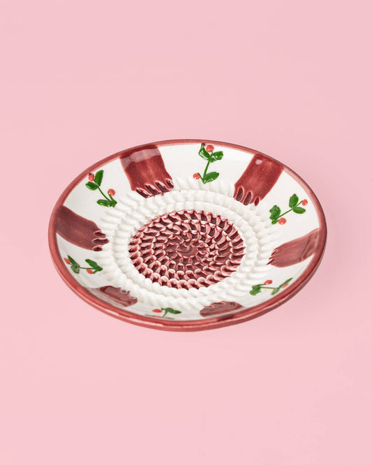 Ceramic Garlic Grater Plate: Small- Holly