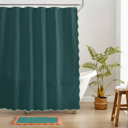 Anemona Shower Curtain (Light Sage/Dark Teal)