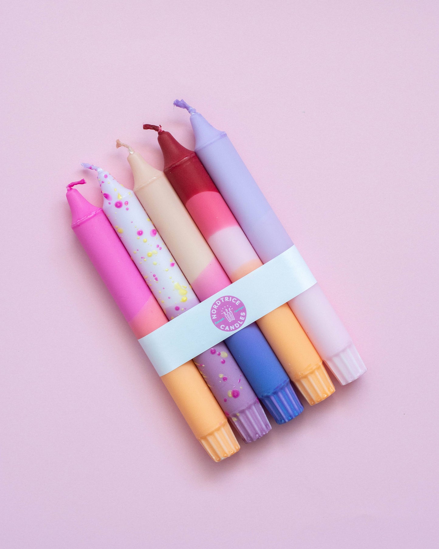Taper candles- 5 pack/ pastel party sunset mix