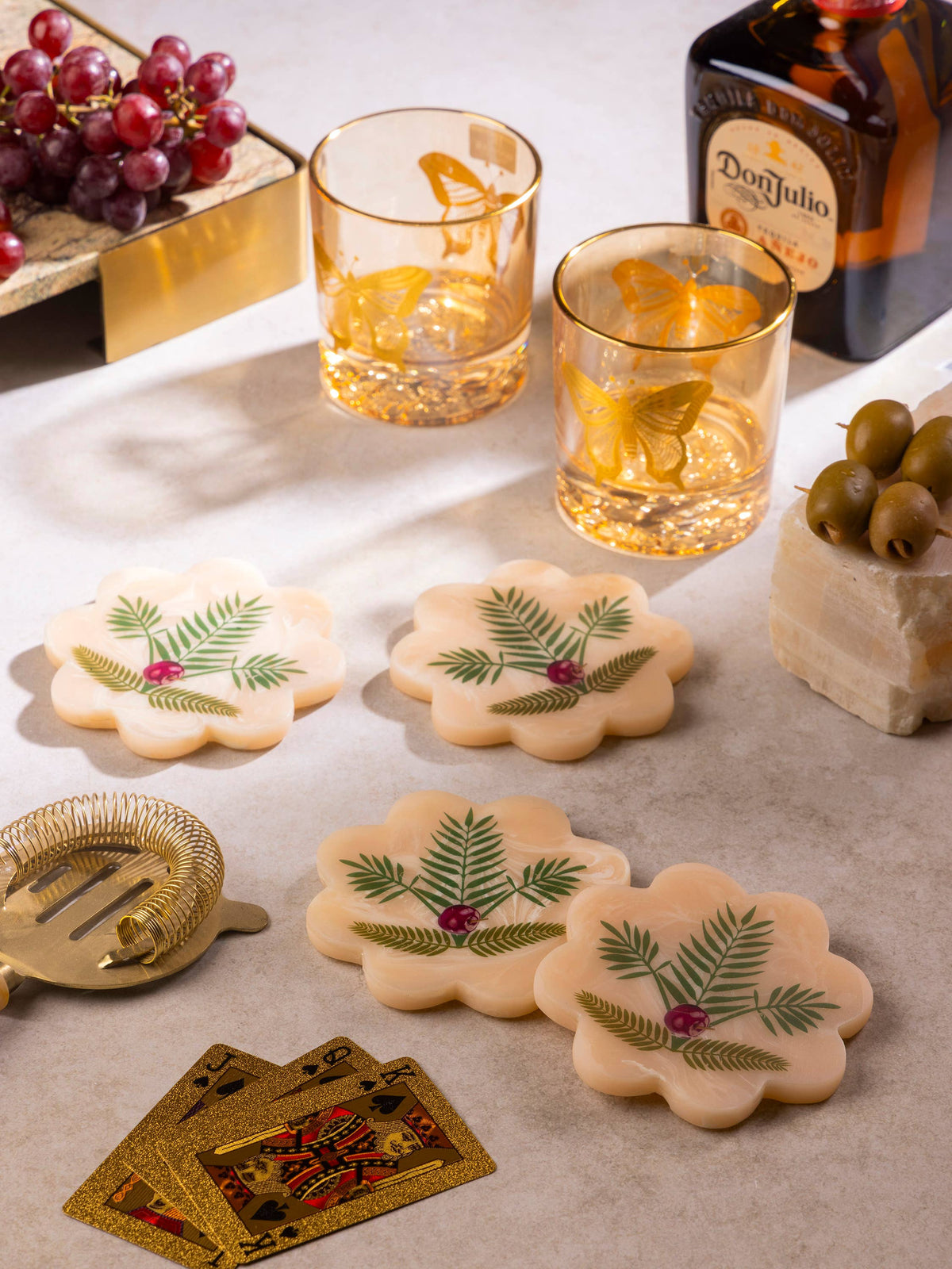 Trellis Marbled Coasters - Set of 4