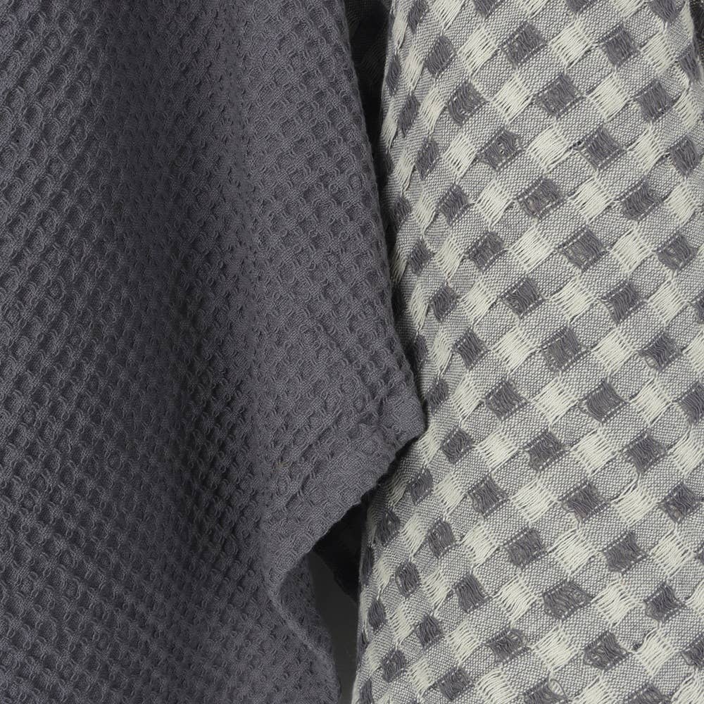 Waffle Tea Towel Set/2 - Charcoal
