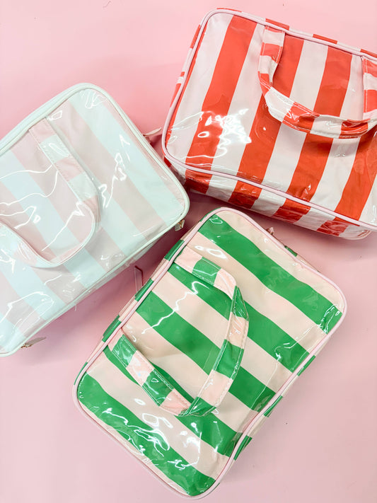 Gloss & Go - Colorful Stripe Wipeable Travel Cosmetic Case