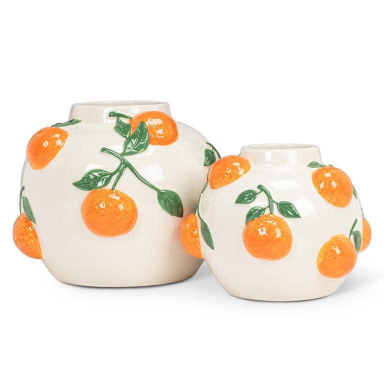 Small  Round Vase with Oranges-5"H