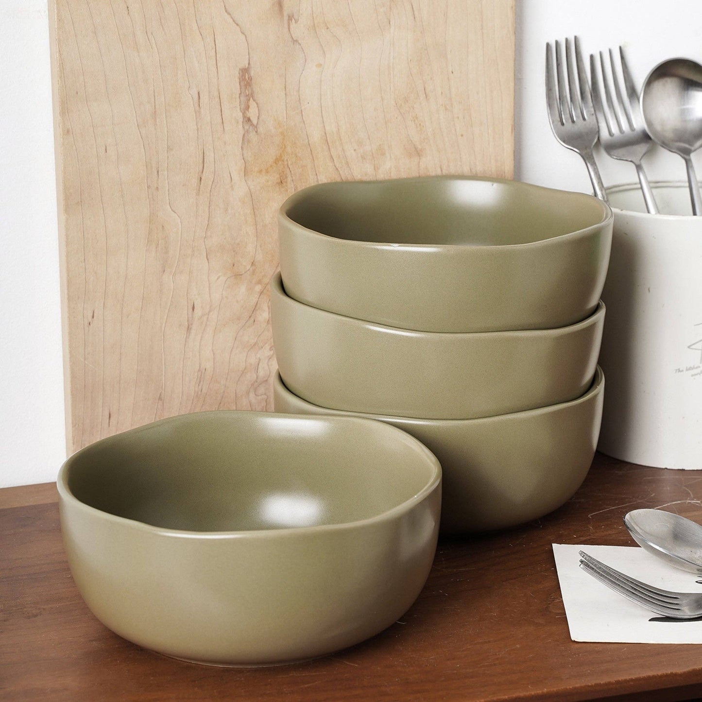 Tom Stoneware Bowl - Olive