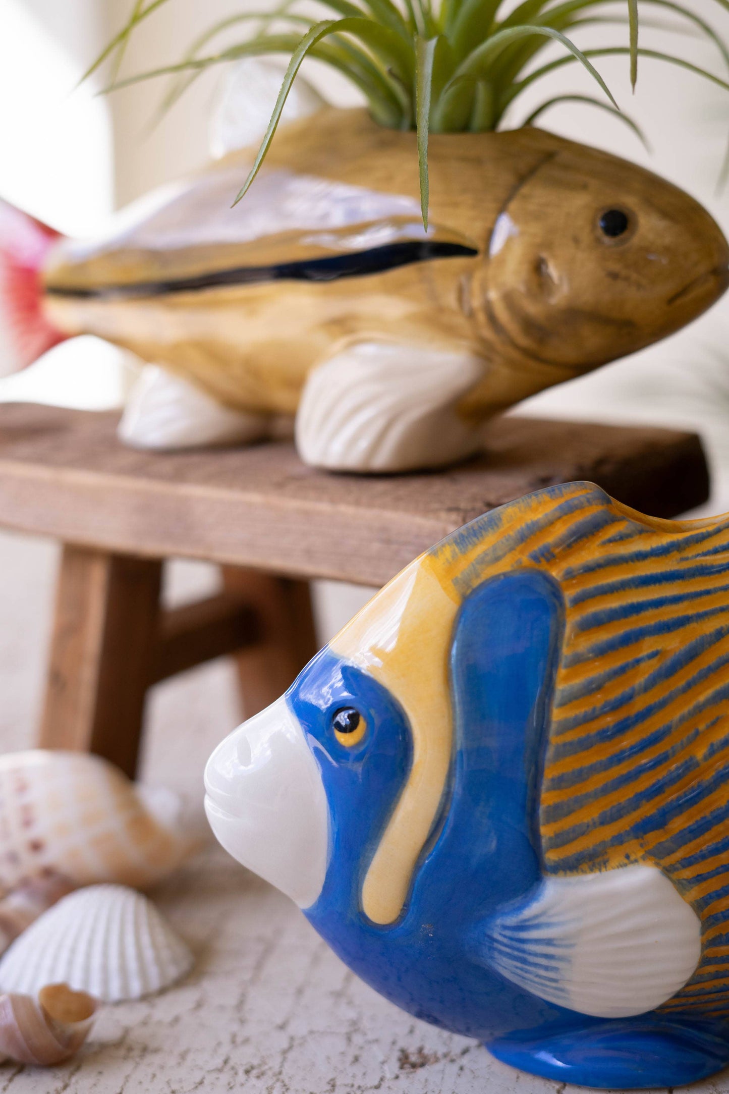Set of 2- Ceramic Fish Vases