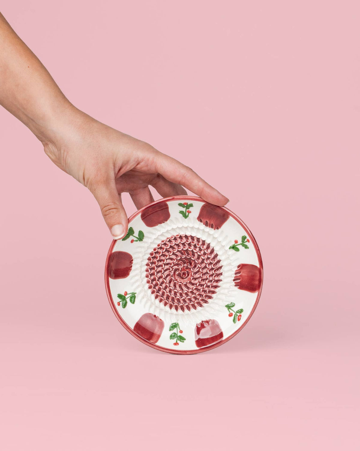 Ceramic Garlic Grater Plate: Small- Holly