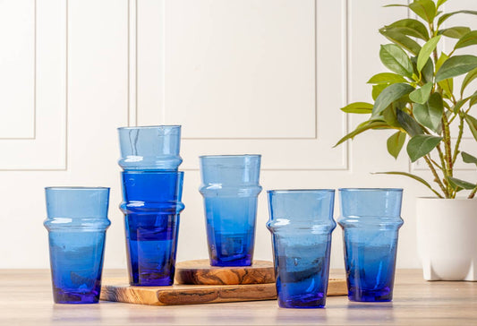 Moroccan Beldi Glassware - Blue (Set of 6)