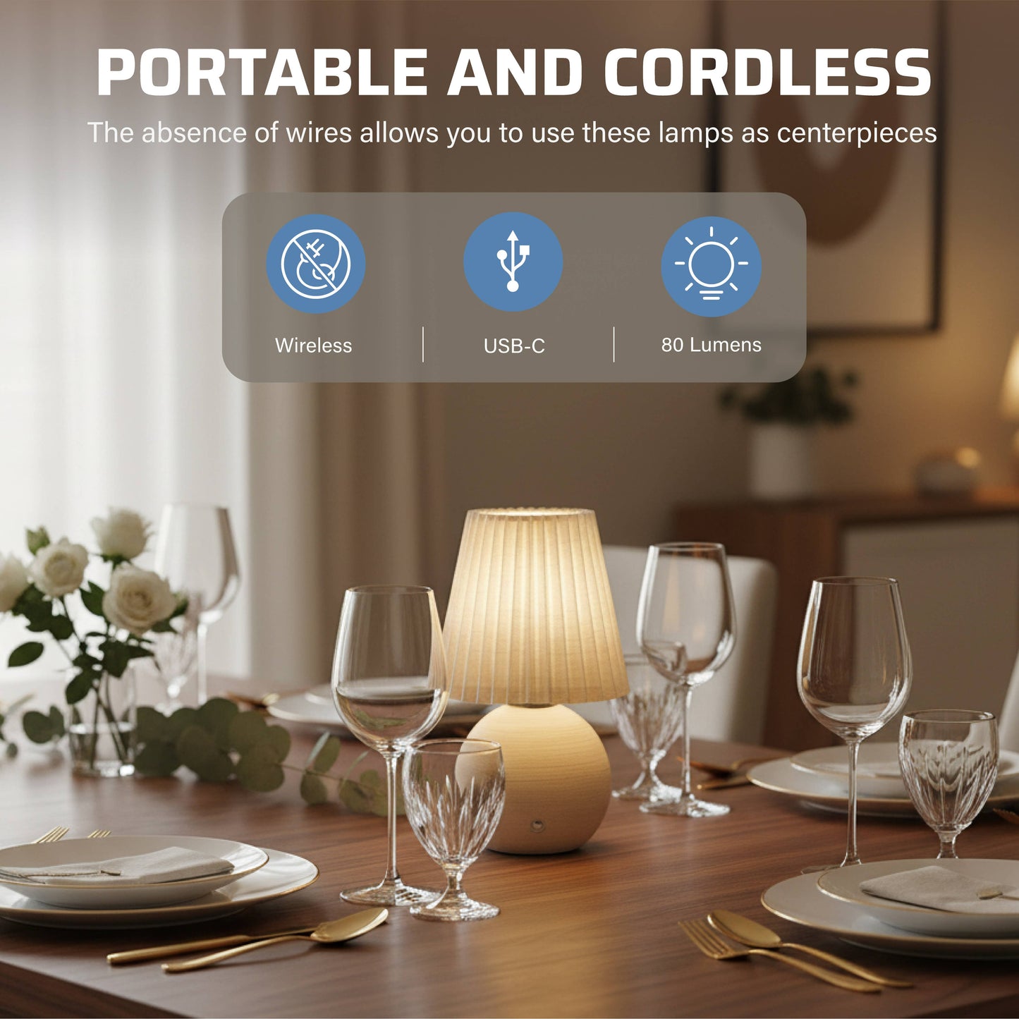Rechargeable Ceramic Luna Table Lamp