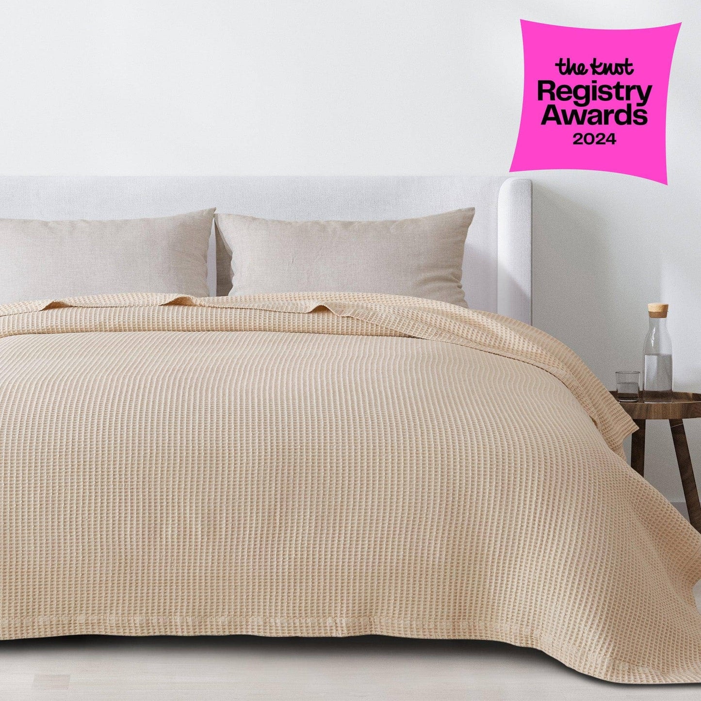 Bed Blanket - 100% Cotton Waffle Weave - Mikala Collection