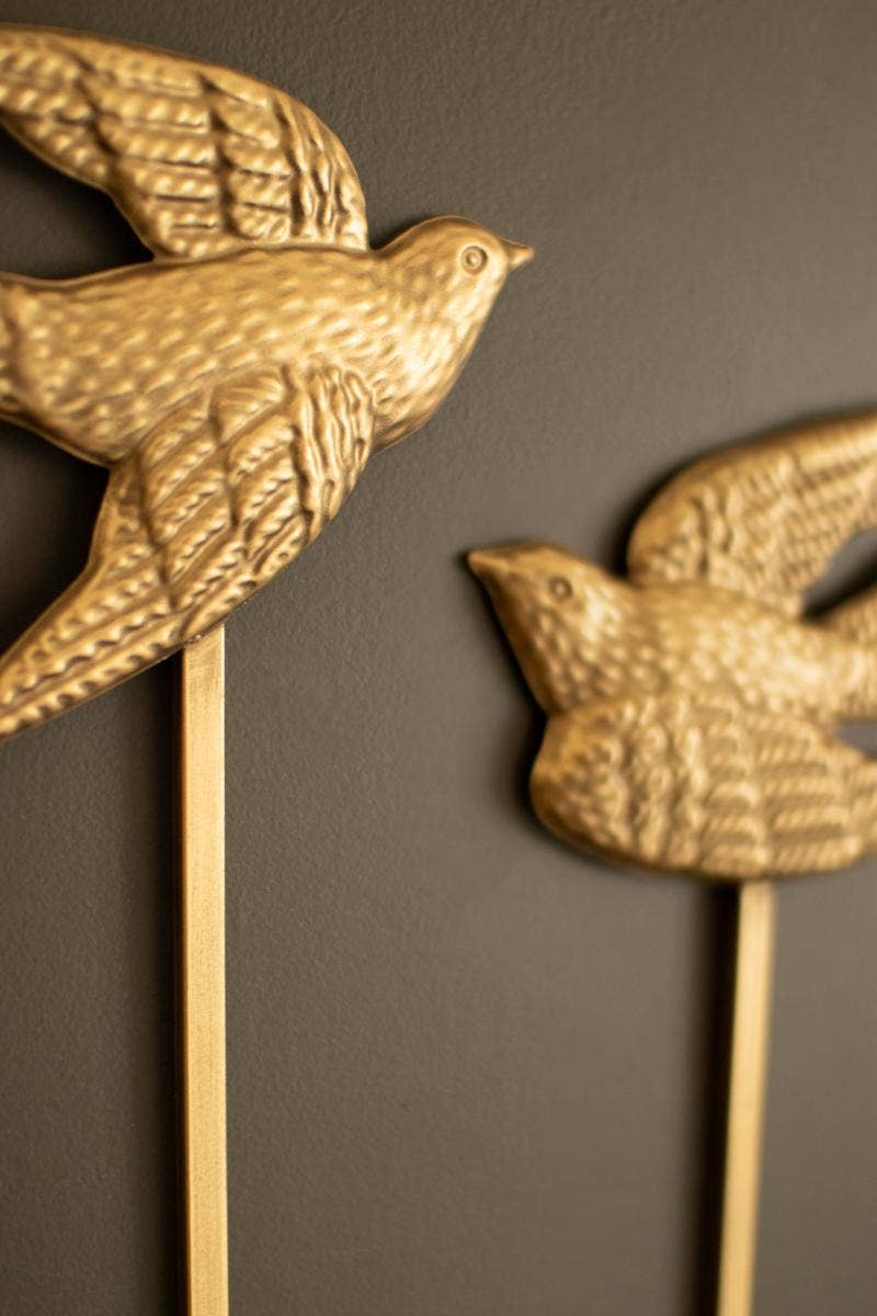 Set of 2: Gold Metal Birds