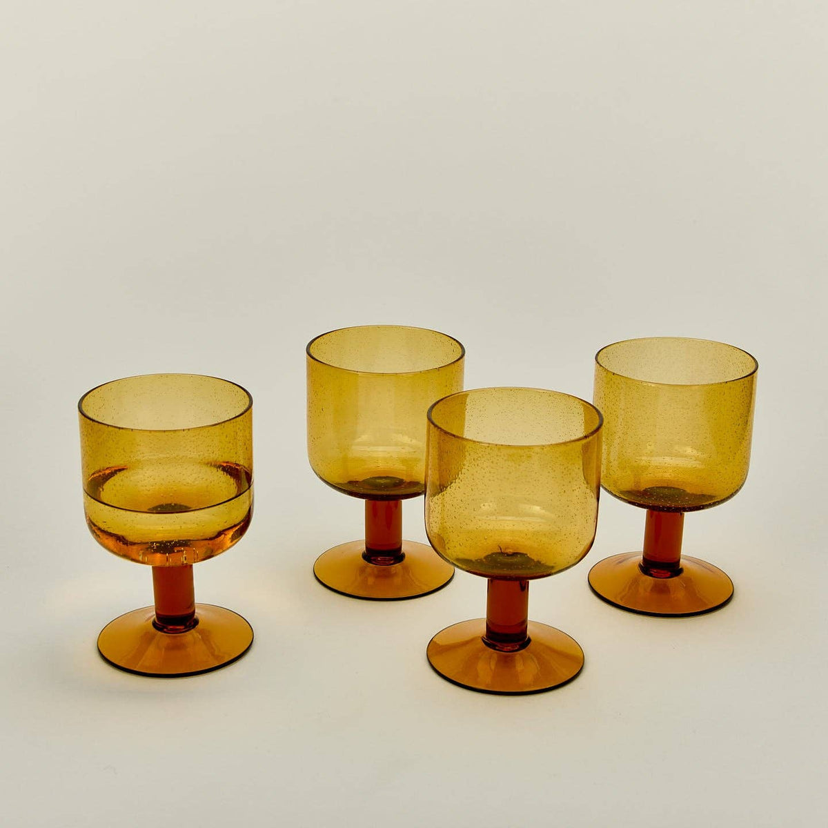 Simple Seeded Stemmed Glassware- Set of 4