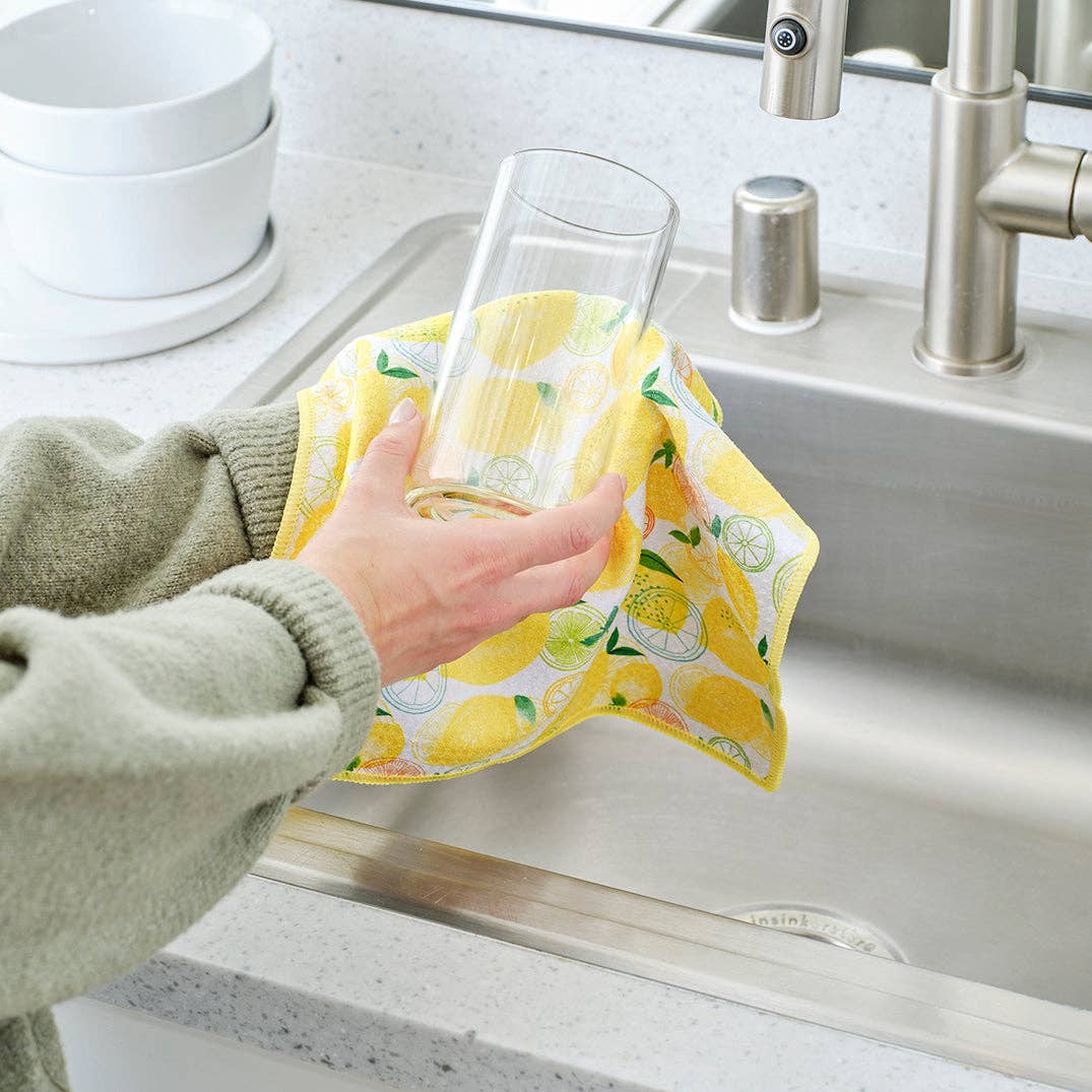 Lemon Plaid Microfiber Towel Set, All Surface Cleaning Cloth
