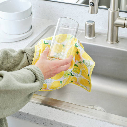 Lemon Plaid Microfiber Towel Set, All Surface Cleaning Cloth