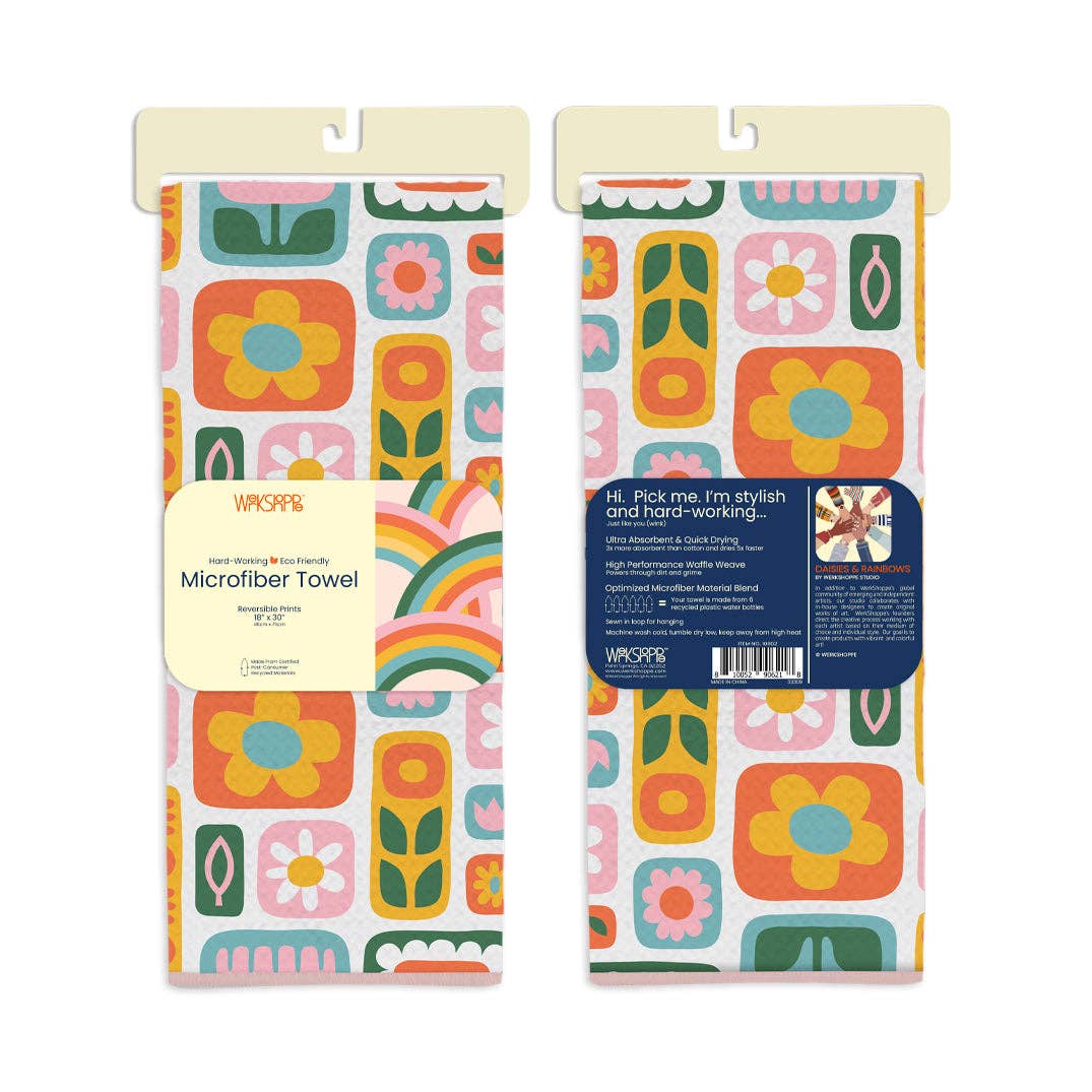 Daisies & Rainbows Microfiber Kitchen Towel