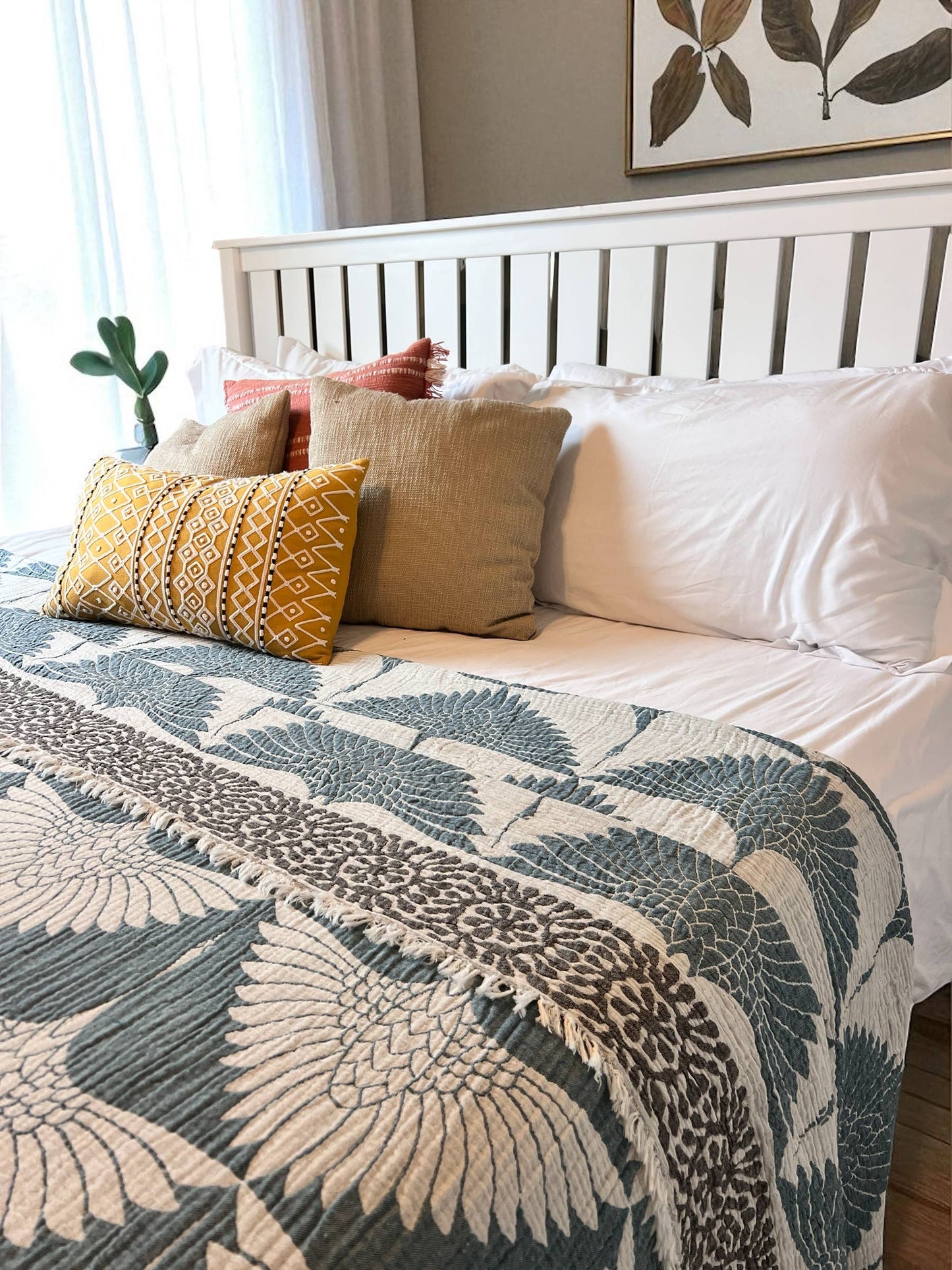 Crane Muslin Bed Blanket/King/Seaport Blue