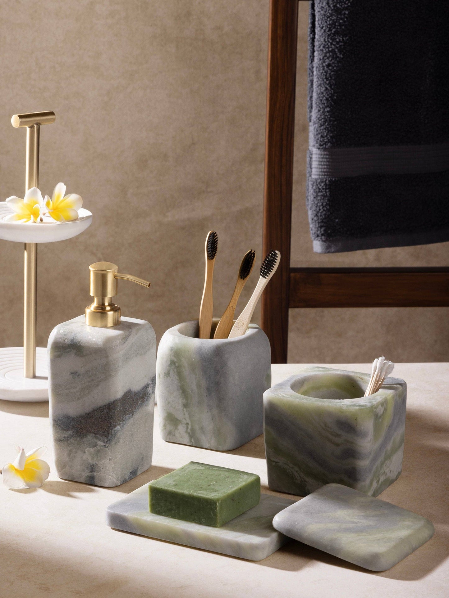 Hanoi Green Onyx Bath Accessories - Set of 4