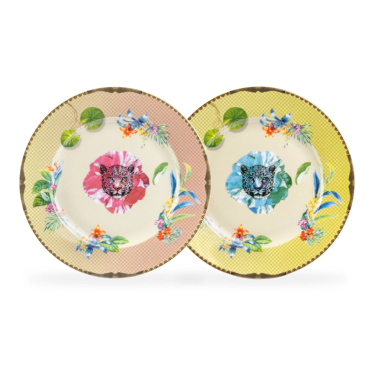 Summer Savanna Leopard Porcelain Dessert Plate Set of 2