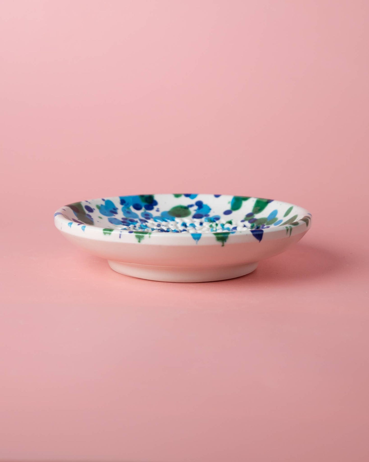 Garlic grater ceramic plate - Small blue coral