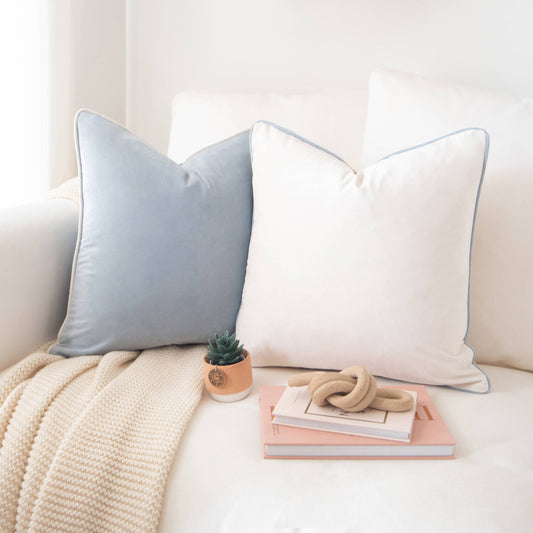 Monteverde Pillow Covers (2-Pack) - Beige/Light Blue