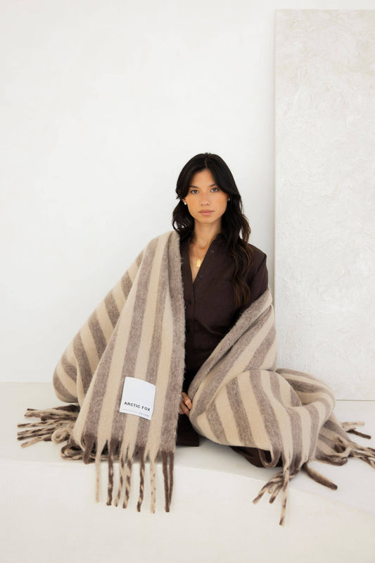 Wool Stripe Throw – Burnt Umber