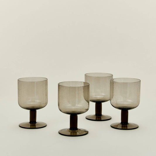 Simple Seeded Stemmed Glassware- Set of 4