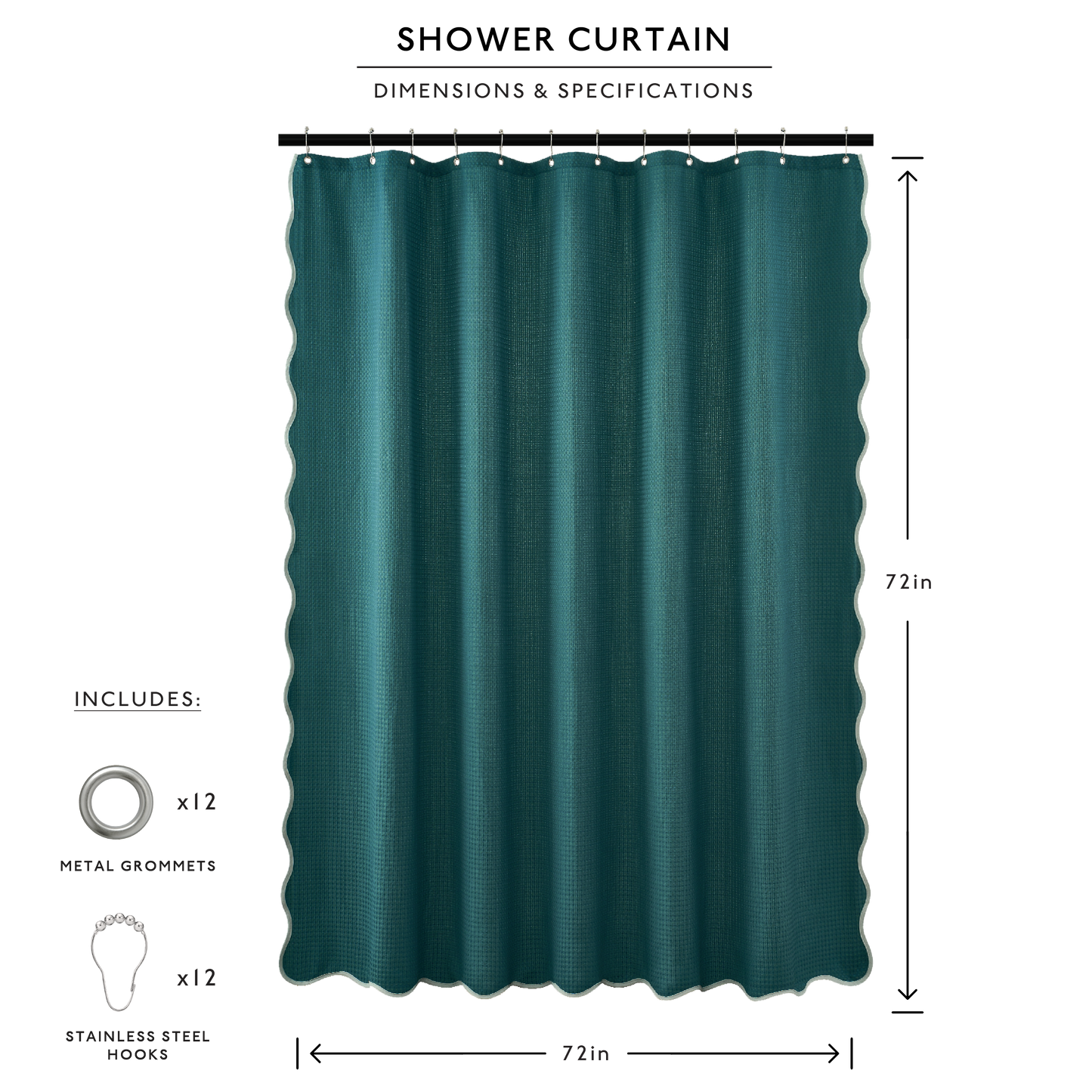 Anemona Shower Curtain (Light Sage/Dark Teal)