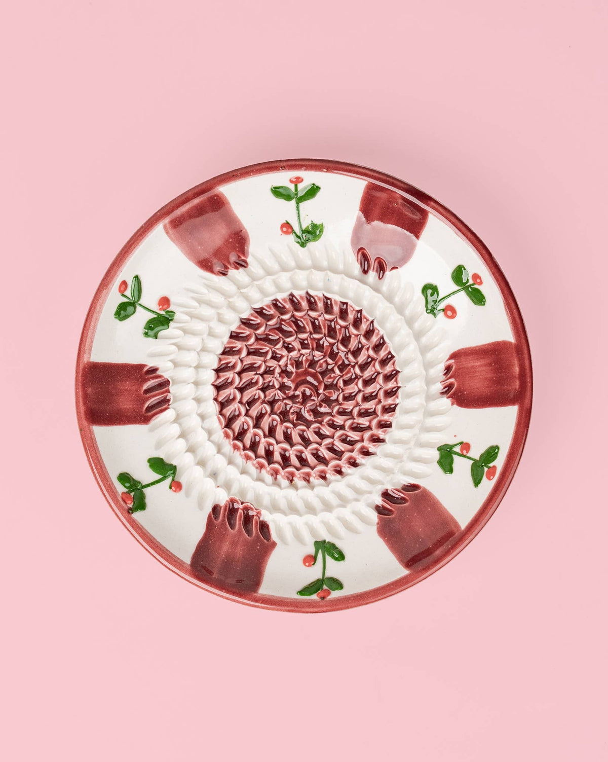 Ceramic Garlic Grater Plate: Small- Holly