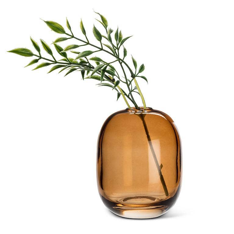 Medium Barrel Vase-Dark Amber-4.5"H