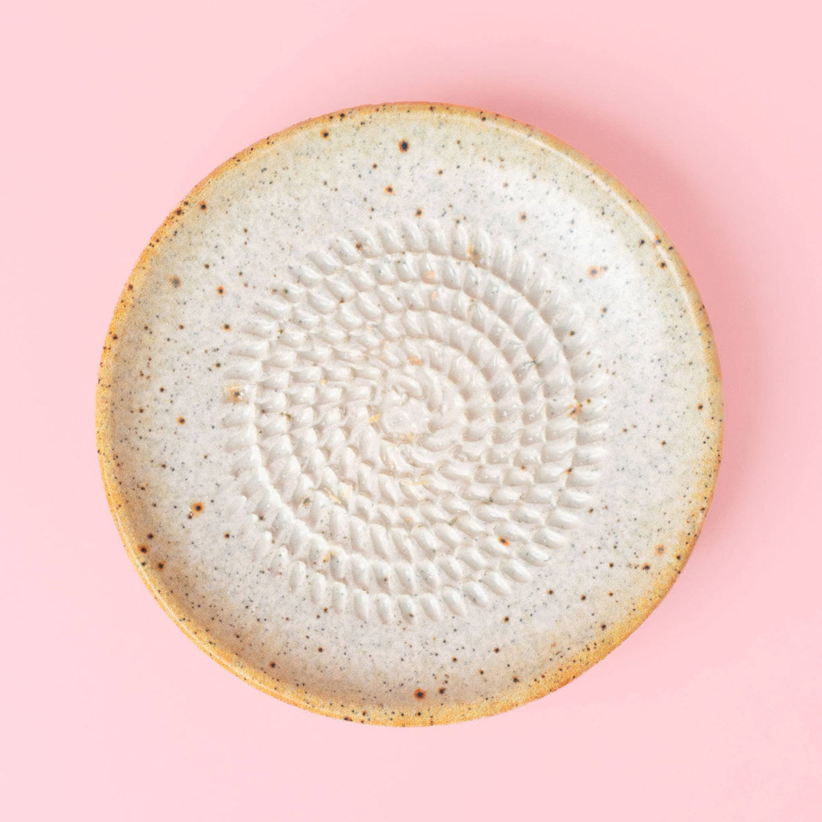 Ceramic Garlic Grater Plate - Small Beige