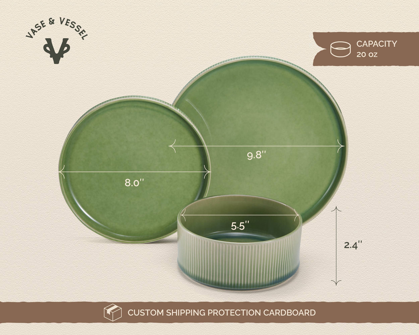 Kook Ceramic Dinnerware Set, 12 Piece, Service for 4