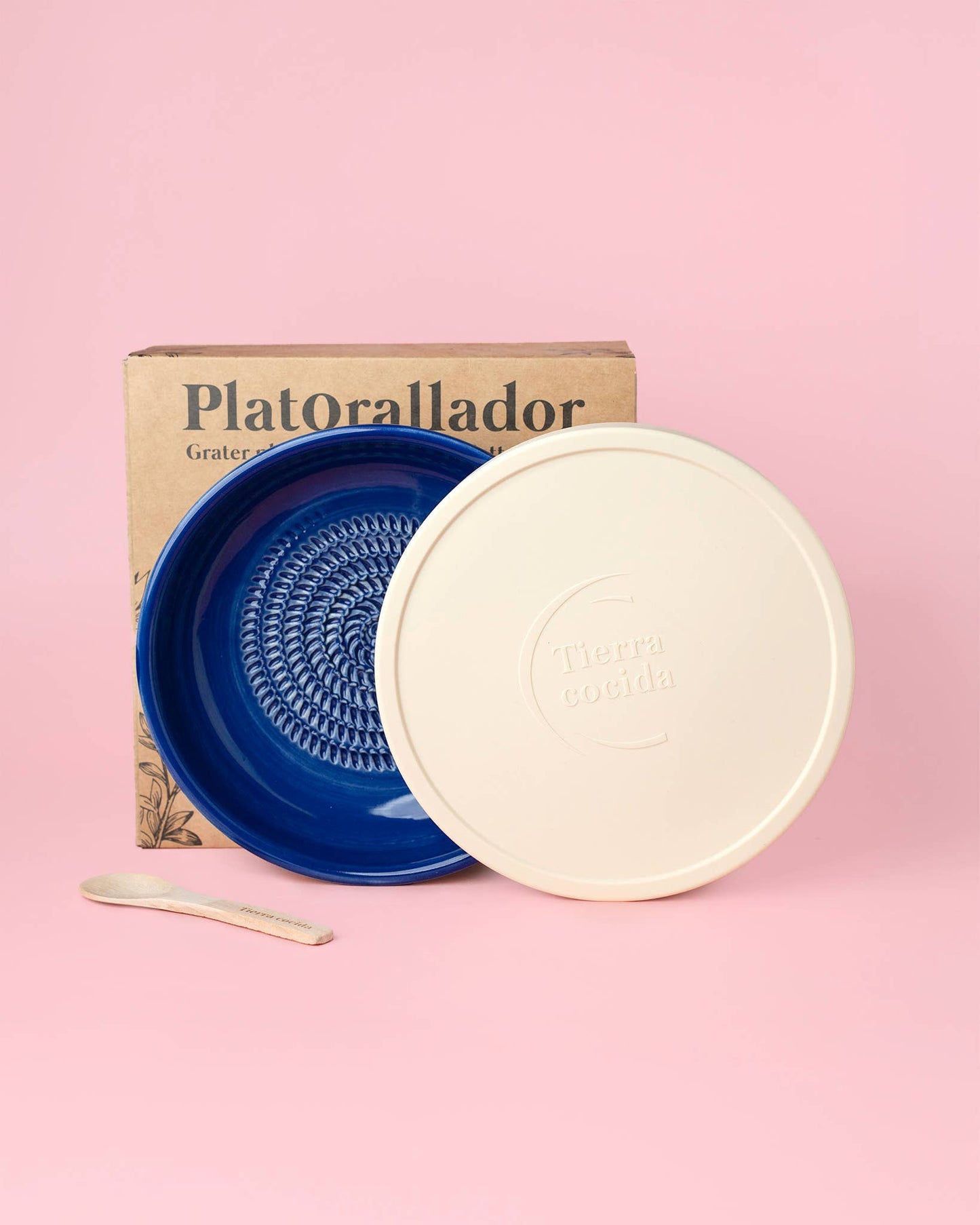 Ceramic Garlic Grater Set – With Silicone Lid & Wooden Spoon