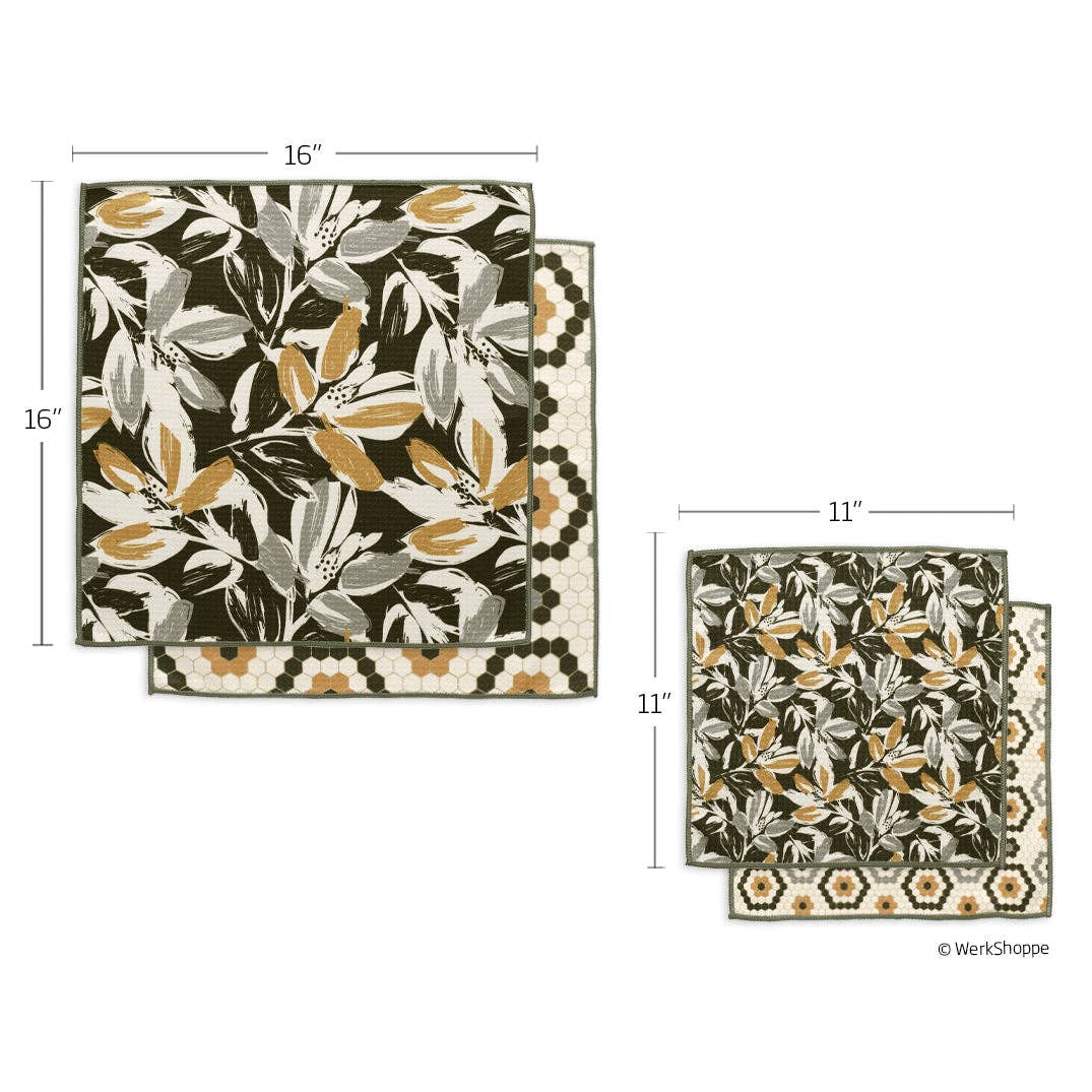 Leaf Tiles All Purpose Microfiber Towel Set, Quick Drying