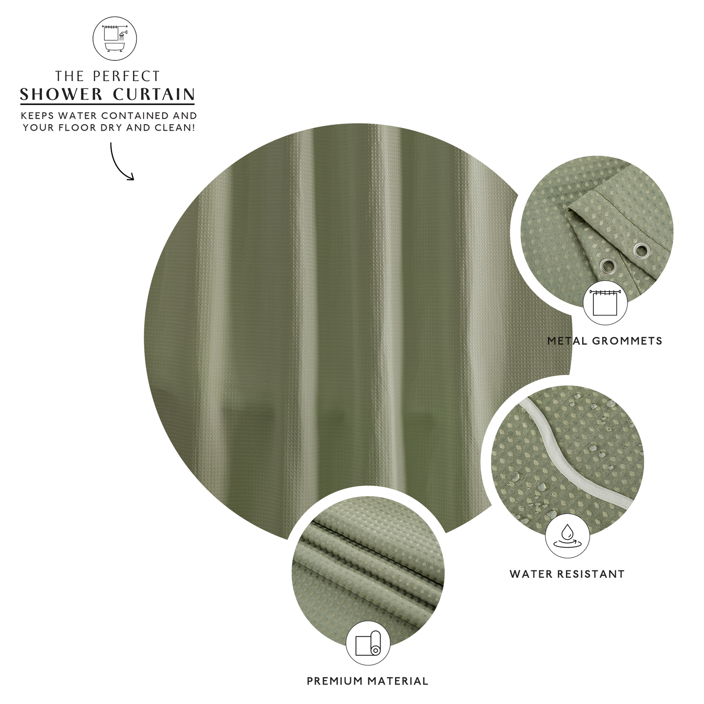 Anemona Shower Curtain (White/Sage)