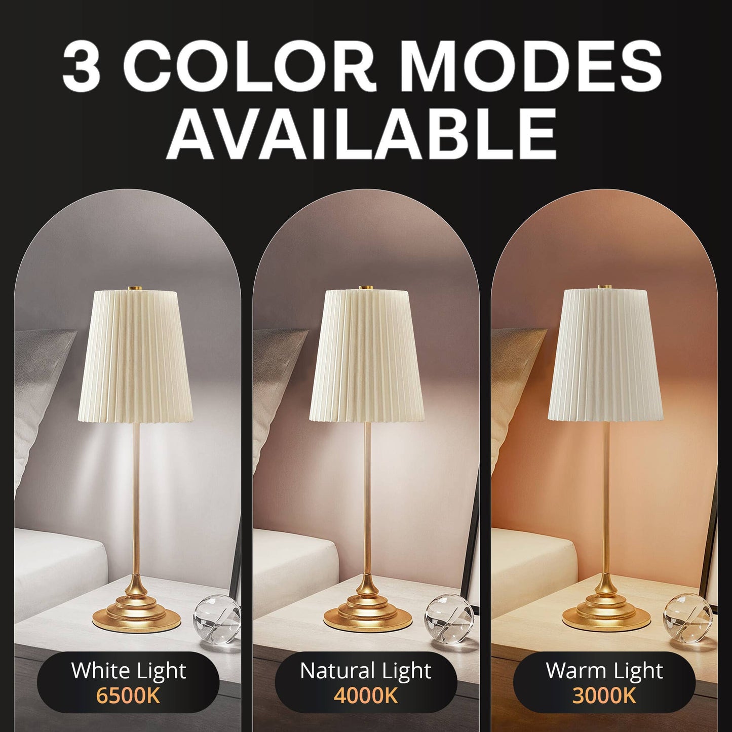 Cream 16" Height Rechargeable Touch Control LED Lamp