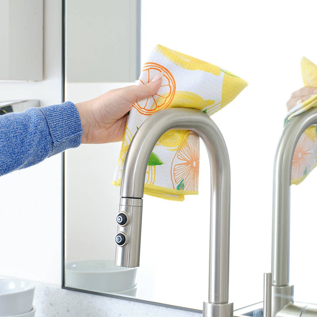 Lemon Plaid Microfiber Towel Set, All Surface Cleaning Cloth
