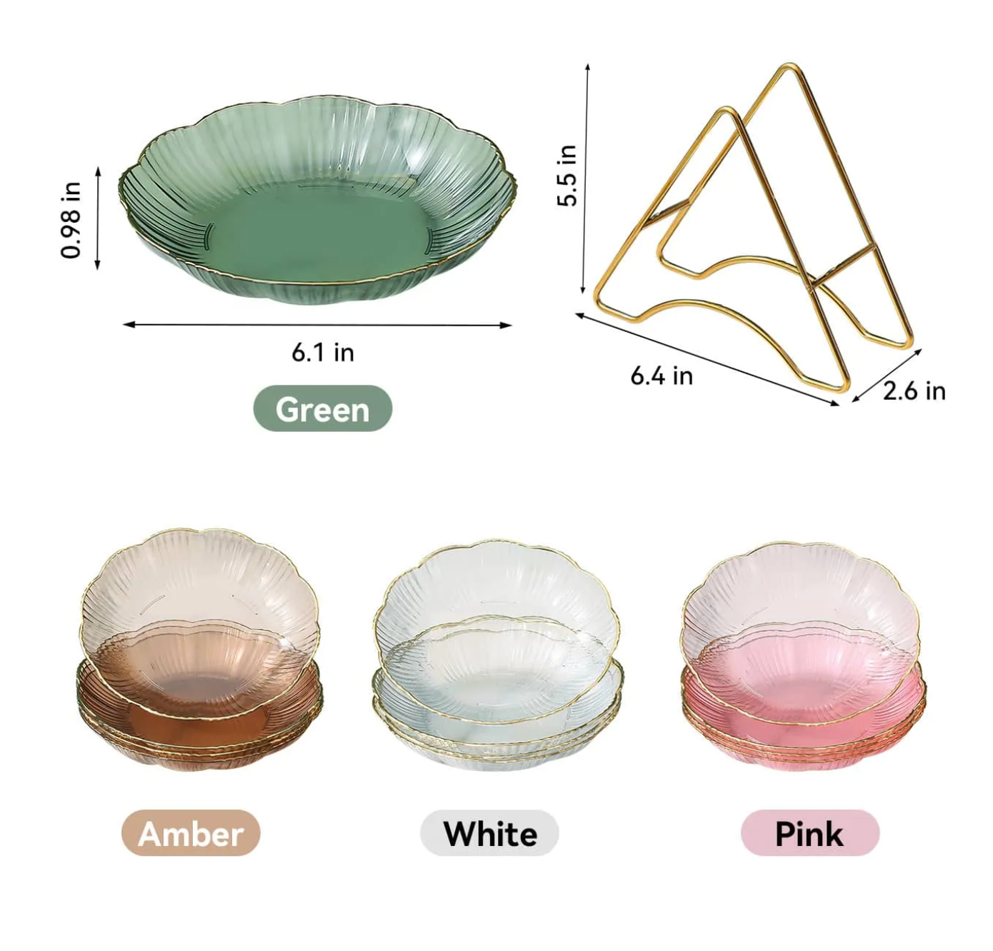 4pcs Set Flower Shape Snack Plate with Rack