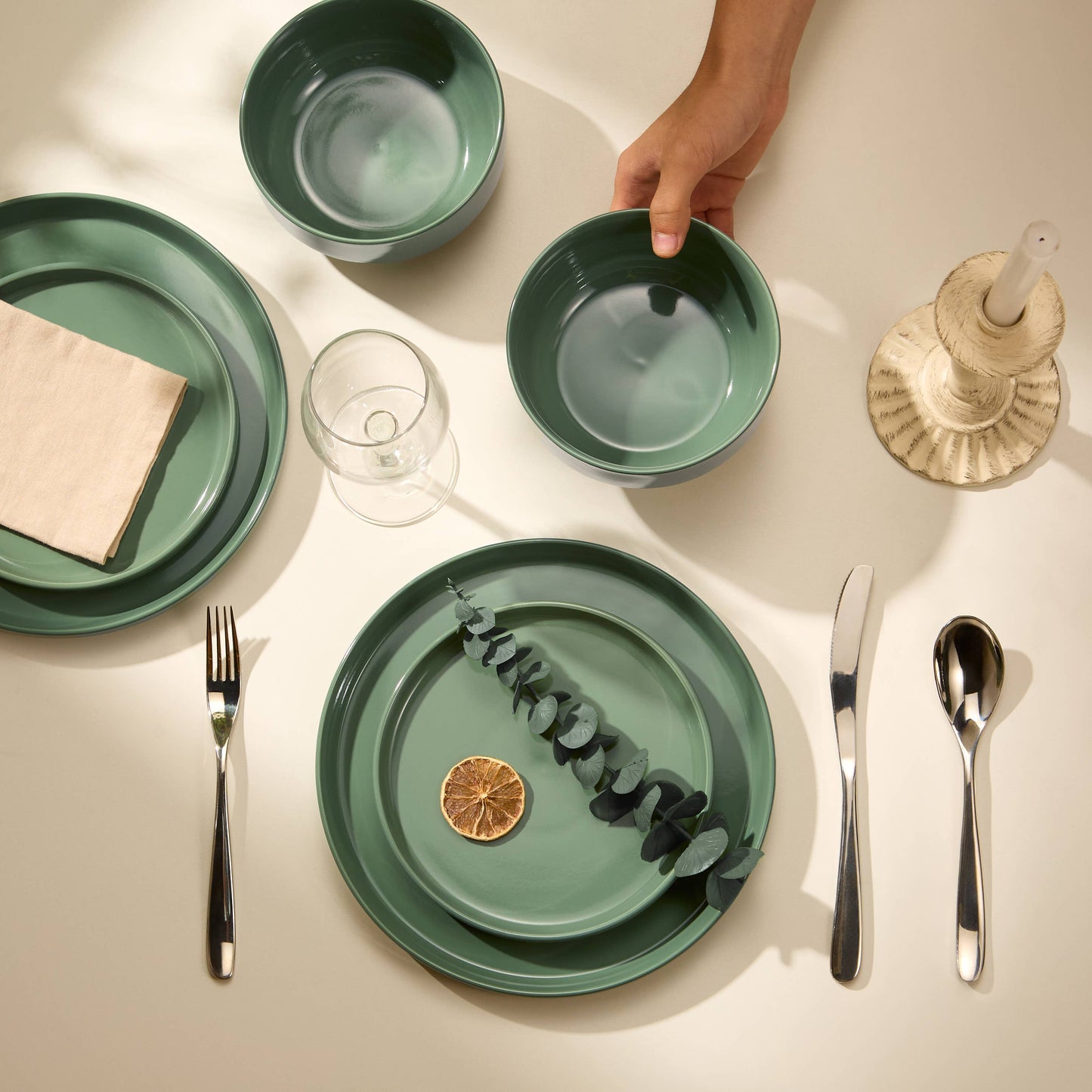 Kook Dinnerware Set, 12 Piece Service for 4, Ceramic