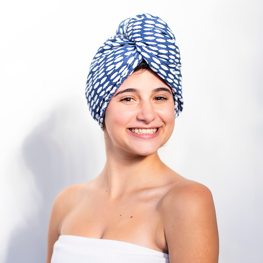 Hair Towel Wrap - Beans in Navy