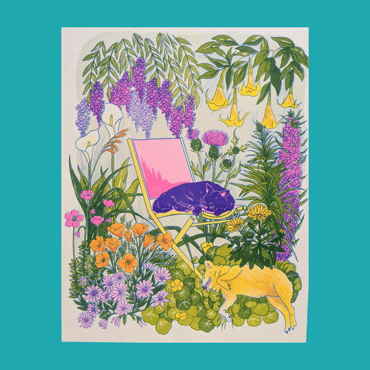 California Wildflowers + Friends print |  11"x14" Risograph