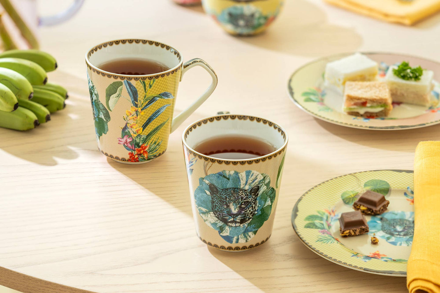 Summer Savanna Leopard Blue 12oz Fine Porcelain Mug