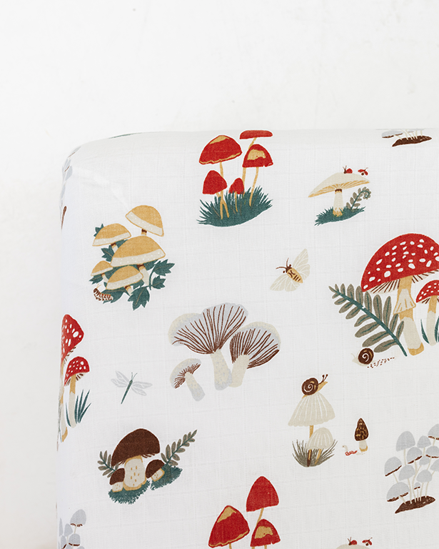 Mushroom Print Baby Crib Sheet