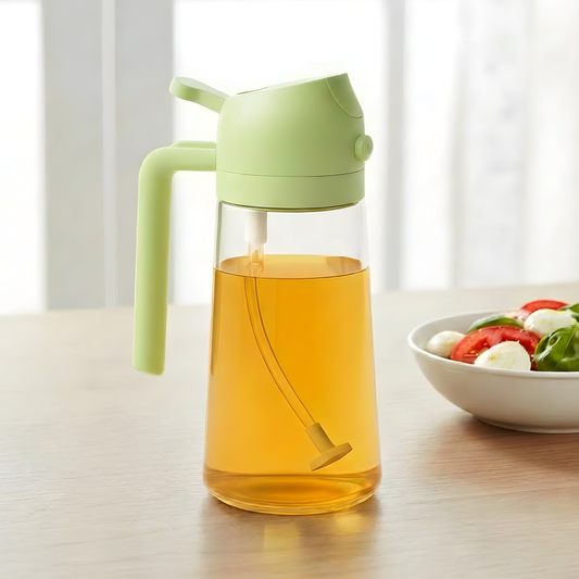 2-in-1 Glass Olive Oil Spray & Pour Bottle — 16 oz — Green