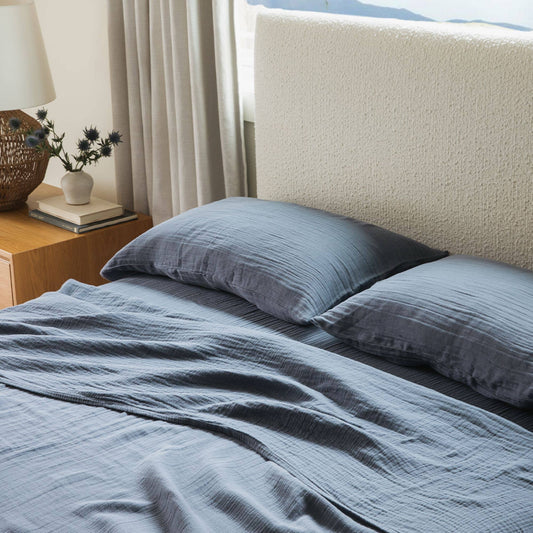 Oasis Crinkled Comfort 4-Piece Sheet Set (Midnight Blue)