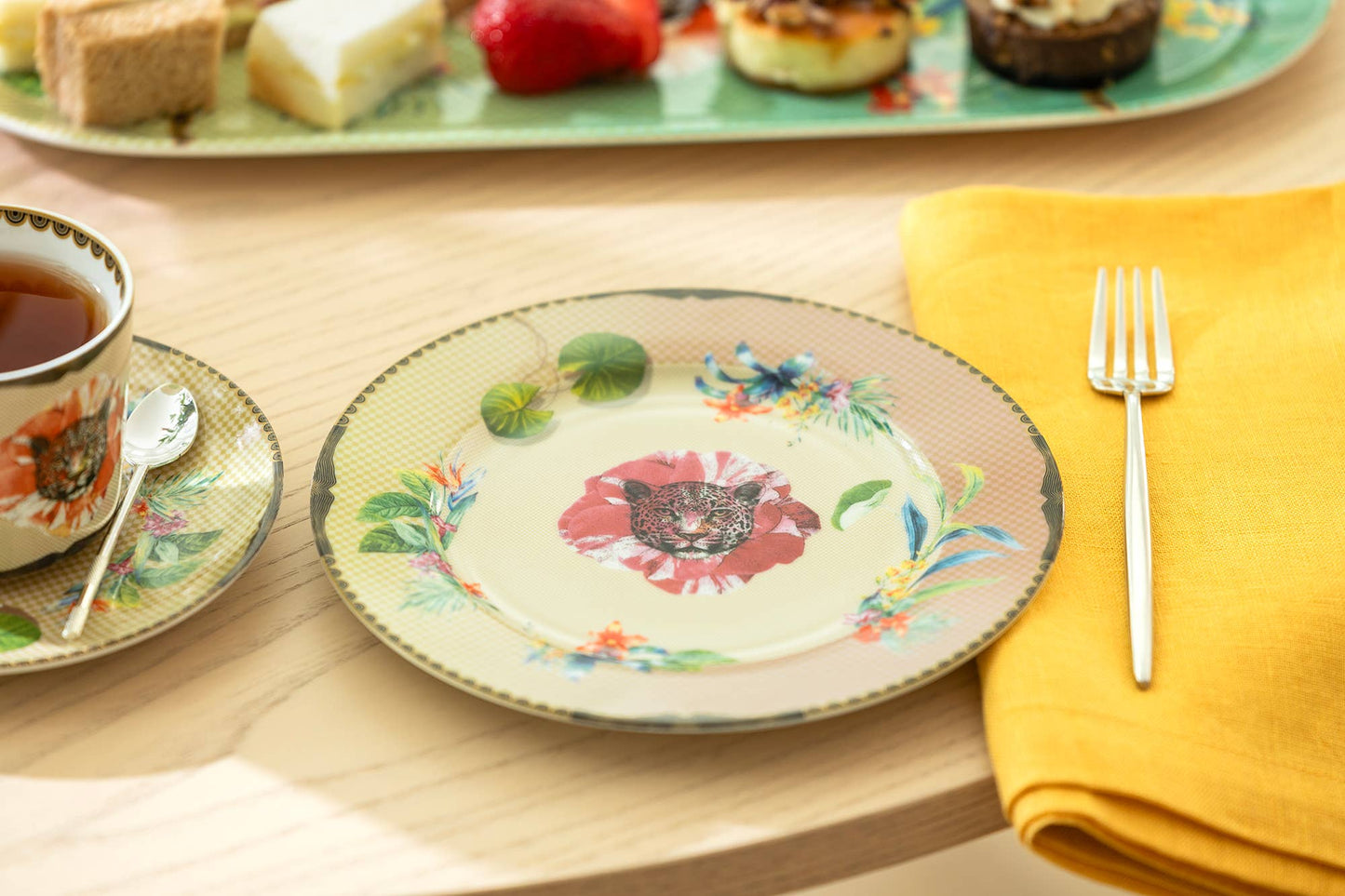 Summer Savanna Leopard Porcelain Dessert Plate Set of 2