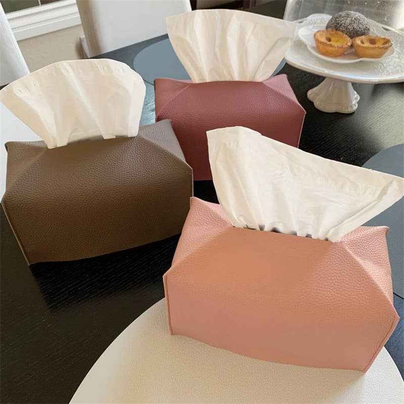 Vegan Leather Tissue Box Cover - Rectangle