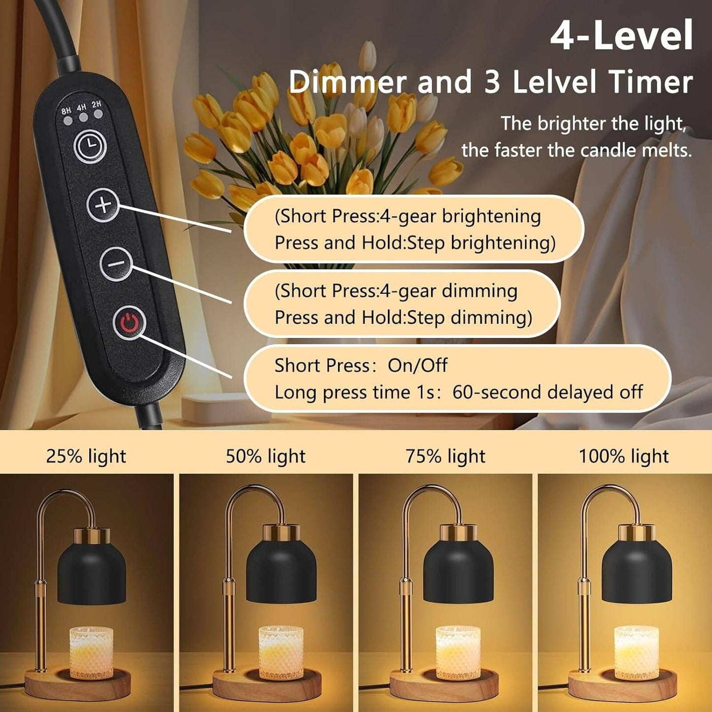 Black Ultra modern Electric Candle Warmer With Timer